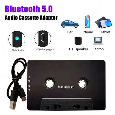 Bluetooth AUX Audio Adapter Car Wireless Cassette Tape BT 5.0 Converter Universal AutoCar Tape AAC