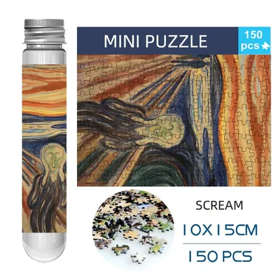 Adult Mini Test Tube Puzzle the screamJigsaw Famous Painting Funny and Educational Game Home Display Birthday Festival Gifts