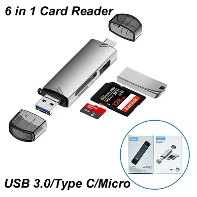 6 in 1 USB3.0/Type C /Micro Memory Card Reader USB OTG Adapter flash drive SD TF 5Gbps USB HUB 2 TB