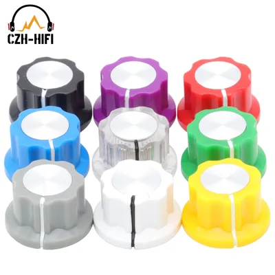 10pcs Vintage Audio AMP Pointer Knob ABS Plastic 1/4"6.4mm Brass Fluted skirt Knob for Guitar AMP