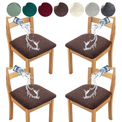 4 stücke Stuhlhussen wasserdichte esszimmerstuhl abdeckung hocker stuhl abdeckung jacquard blätter hussen Image