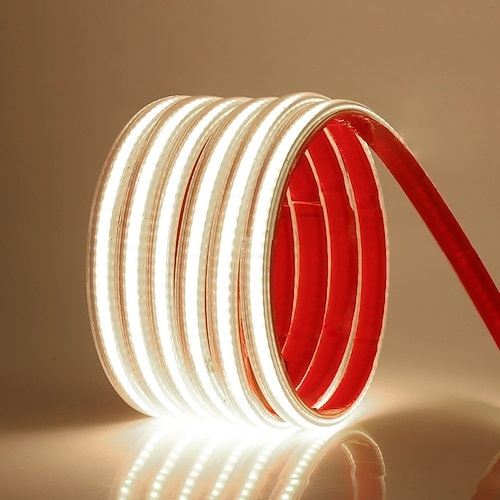 Wasserdichtes COB-LED-Lichtband mit Dimmerschalter, Lichtband für Pools, EU-Stecker, 288 LEDs/m, dimmbares, selbstklebendes, hochhelles LED-Band, wasserdichte Außenlampe, 1–5 m, 220 V Image