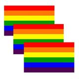 2.5 x 4.5 Pride Decals 3 Pieces - Rainbow Flag Lesbian Gay Bisexual Pride Reflective Car Stickers