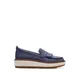 Clarks Womens Leather Flatform Loafers - 6.5 - Navy, Navy