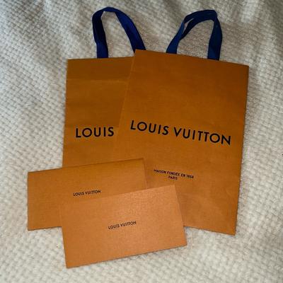 Louis Vuitton Accessories | Louis Vuitton Gift Bags (2) & Louis Vuitton Receipt Holders (2) | Color: Orange | Size: 14” X 9 3/4”