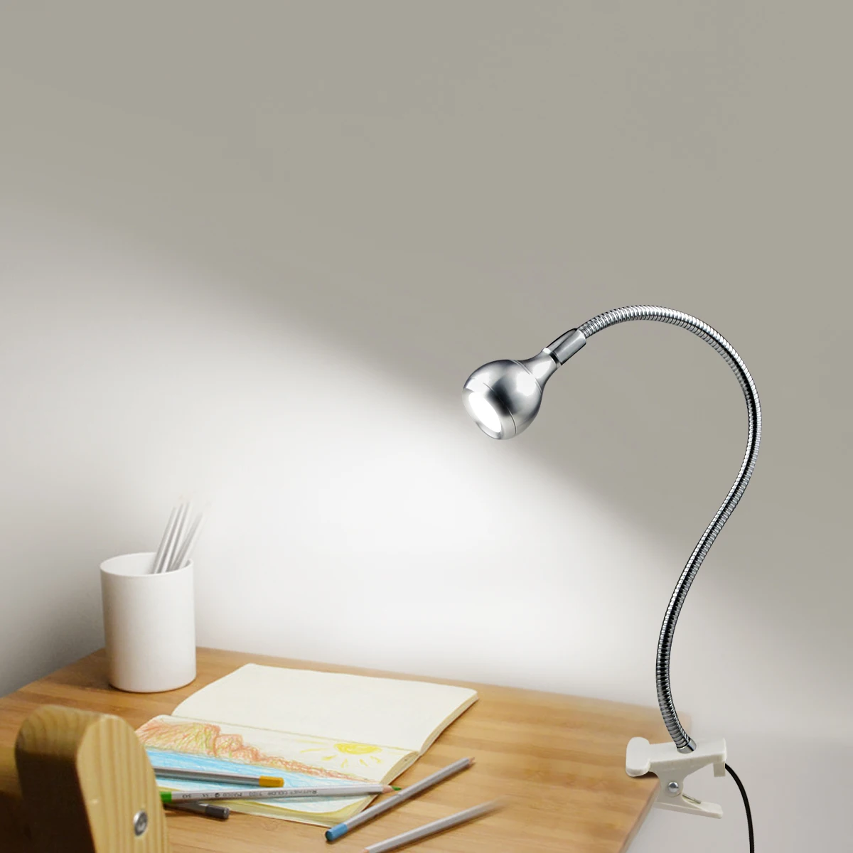 Flexible, verstellbare USB-Schreibtischlampe mit Clip, LED-Lesestudienlicht, Schlafzimmer, Nachtlicht, Tisch-Nachttisch-Dekoration Image