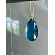 Pendentif en quartz aigue-marine bleue naturelle collier narsculpté or 18 carats bijoux ovales en