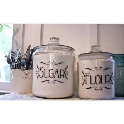 Küche Etiketten, Set von 4 küche Jar Kanister Vinyl Tags für Home Organisation, wand aufkleber küche Image