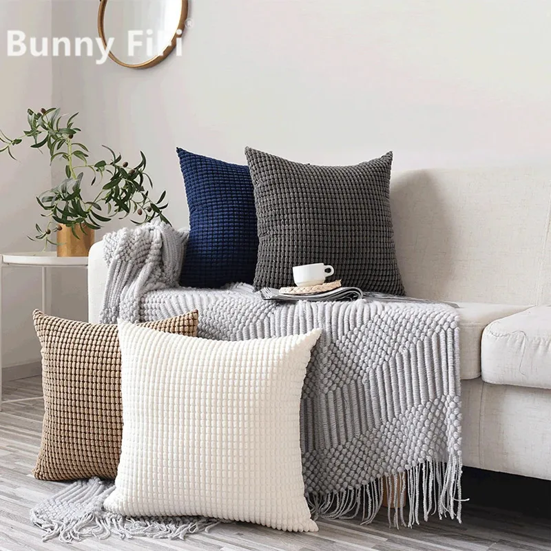 Weiche Cord Mais Korn Hause Dekorative Kissen Abdeckung 40/45/50/55/60 cm einfarbig Wurf Kissen Fall Für Schlafzimmer Sofa Stuhl Auto