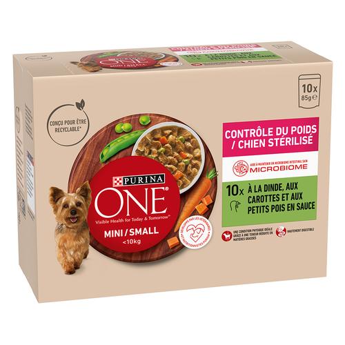 20 x 85g de nourriture humide pour chien PURINA ONE Mini Adult Weight Control à la dinde