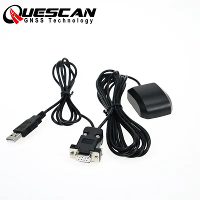 QUESCAN RS232 Serial GPS Receiver DB9 with USB power NMEA0183 Antenna RS-232 4800 - 921600 baud