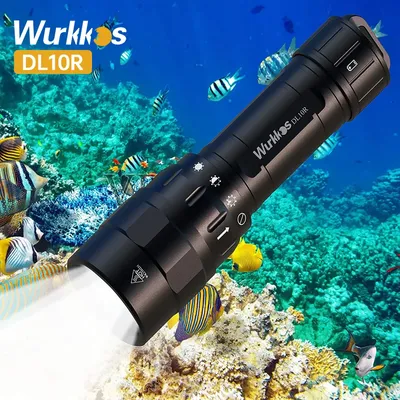 Wurkkos DL10R Scuba Diving Torch XHP70.2 LED Flashlights 4500lm 21700 USB-C Rechargeable Rotary