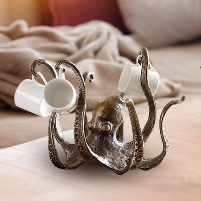 Unique Octopus Coffee Cup Holder - Vintage Style Resin Octopus Tabletop Sculpture, Durable and Eye-catching Decor for Kitchen and Dining Room