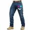 jeans da uomo con stampa di facce sorridenti a vita media skinny fit jeans slim fit elasticizzati pantaloni in denim alla moda con gamba affusolata