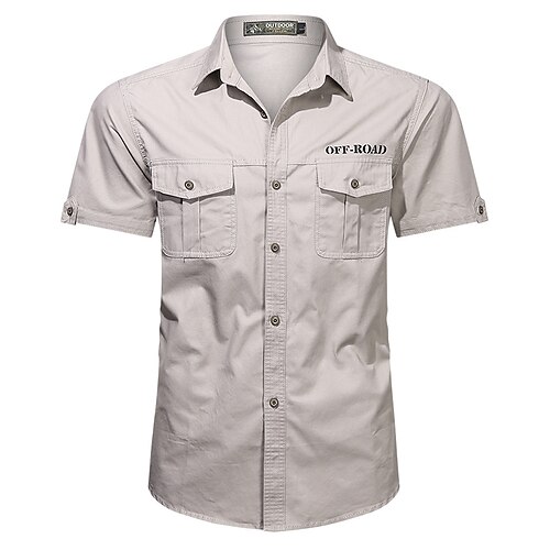 Per uomo Camicia Camicie da lavoro Camicia da lavoro Camicia con Bottoni Camicia cargo Rosso Kaki Verde militare Blu scuro Beige Manica Corta Semplice Bavero Vacanza Camicia hawaiana Tasca