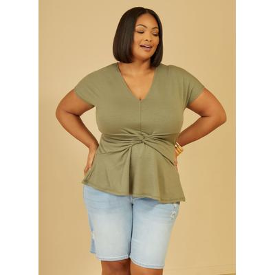 Plus Size Knotted French Terry Top