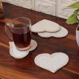 'Set of 4 Handcrafted Heart-Shaped Glass Beaded Coasters'