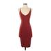 Fashion Nova Cocktail Dress - Midi Scoop Neck Sleeveless: Burgundy Solid Dresses - Women's Size X-Small