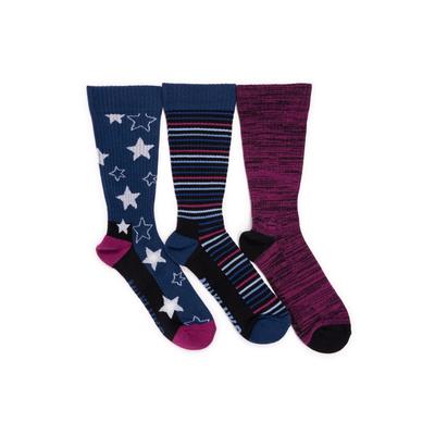 Plus Size Women's Women'S 3 Pack Cotton Compression Crew Socks by MUK LUKS in Atlantic Blue (Size ONESZ)