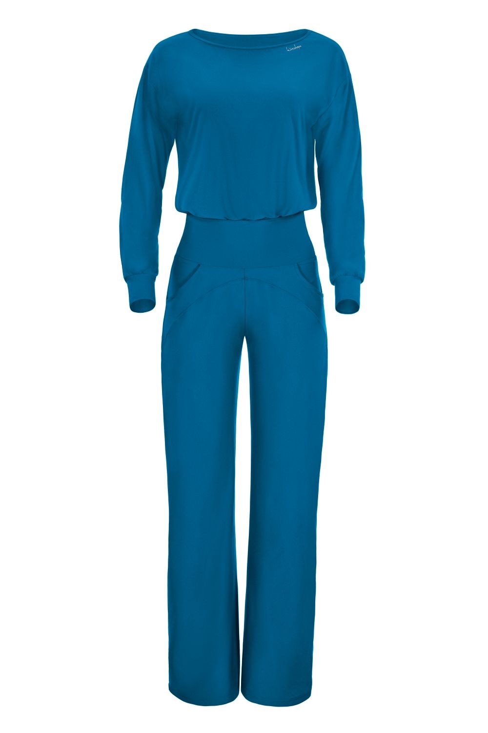 Jumpsuit WINSHAPE "JS101LSC", Damen, Gr. XXL, Normalgrößen, grün (teal grün), 85% Polyester, 15% Elasthan, Rundhals, Overalls Jumpsuit, Functional Comfort