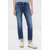 Regular-fit-Jeans SENSES.THE LABEL, Damen, Gr. 27, Länge 30, blau (tiefblau), Material: 78% Baumwolle, 21% Polyester, 1% Elasthan, Abriebeffekte, casual, regular fit, Jeans, mit Kontrast-Steppungen