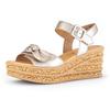 Keilsandalette GABOR, Damen, Gr. 39, gold (goldfarben), Glattleder, metallic, modisch, Schuhe, Sommerschuh, Sandale, Keilabsatz, mit Gabor Best Fitting-Ausstattung