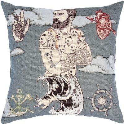 Dekokissen PAD "AQUABOY", blau, B:50cm L:50cm, Obermaterial: 52% Baumwolle, 48% Polyester, Dekokissen_Sitzkissen_Kissenhüllen, Made in Europe, Kissenhülle ohne Füllung, 1 Stück