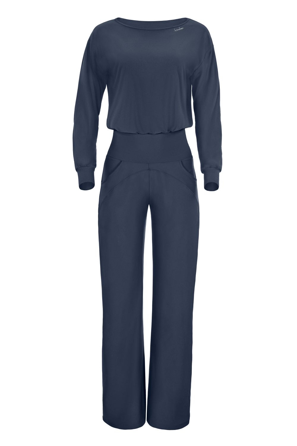 Jumpsuit WINSHAPE "JS101LSC", Damen, Gr. XXL, Normalgrößen, grau (anthrazit), 85% Polyester, 15% Elasthan, Rundhals, Overalls Jumpsuit, Functional Comfort