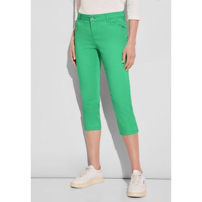 3/4-Hose STREET ONE, Damen, Gr. 42, Länge 22, grün (soft grass grün), Web, 97% Baumwolle, 3% Elasthan, unifarben, casual, comfort fit 3/4-Länge, Hosen, in 3/4-Länge Image