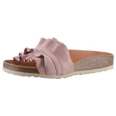 Pantolette VERBENAS "Rocio Roda", Damen, Gr. 37, rosa (altrosa), Veloursleder, klassisch, Schuhe, Sommerschuh, Schlappen für Strand- und Badeausflüge geeignet Image