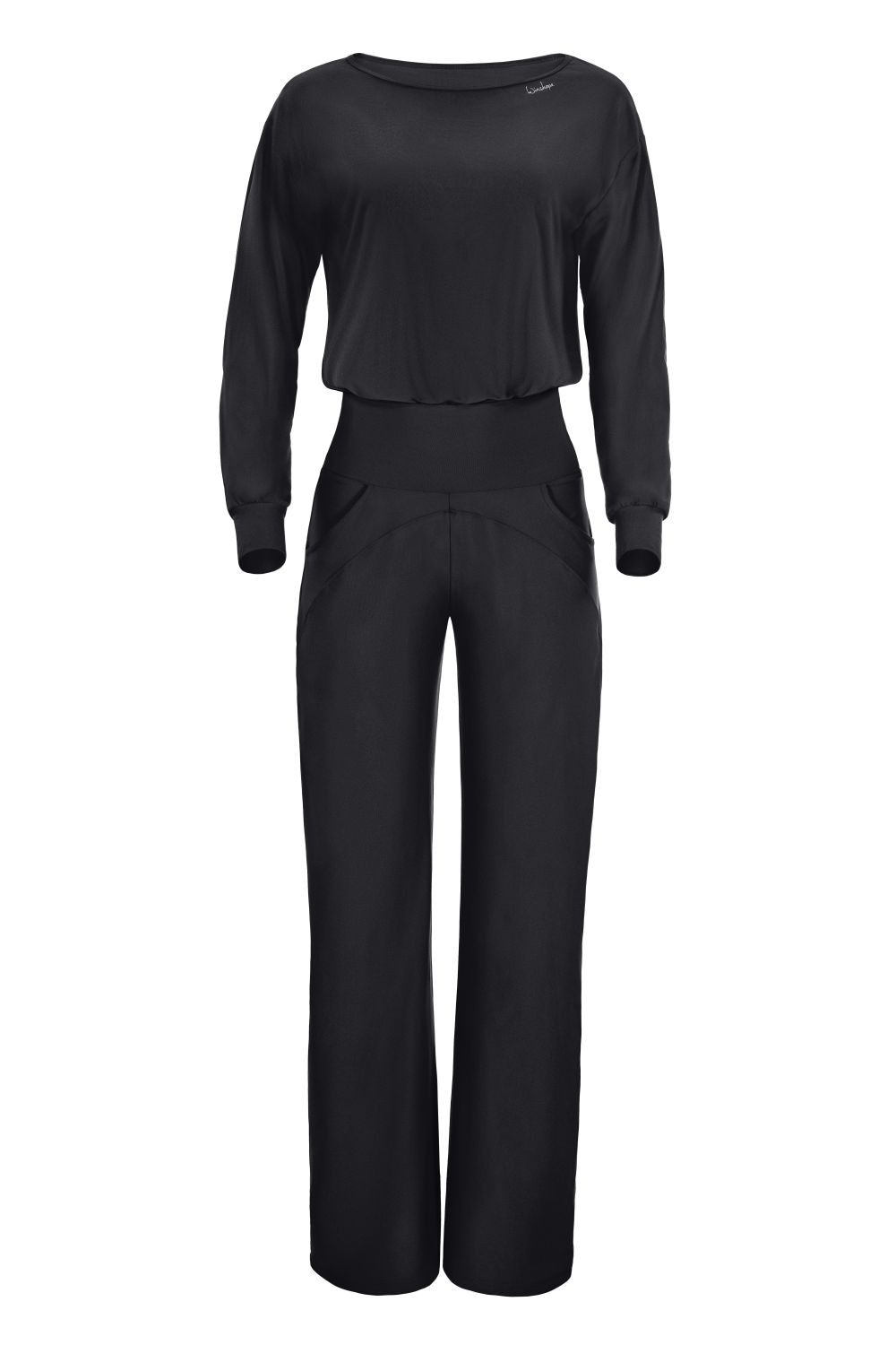 Jumpsuit WINSHAPE "JS101LSC", Damen, Gr. M, Normalgrößen, schwarz, 85% Polyester, 15% Elasthan, Rundhals, Overalls Jumpsuit, Functional Comfort