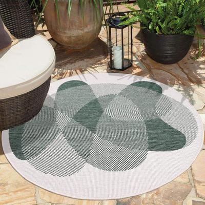 Outdoorteppich CARPET CITY "DUO RUG 5835", grün, H:5mm Ø:160cm, Obermaterial: 100% Polypropylen, Teppiche, Wendeteppich Wetterfest In- & Outdoor, Balkon, Terrasse, Wohnzimmer Image