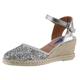 Sandalette VERBENAS "MALENA GLITTER" Gr. 40, silberfarben Damen Schuhe Sandaletten Sommerschuh, Sandale, Keilabsatz, mit Glitter an der Schuhspitze