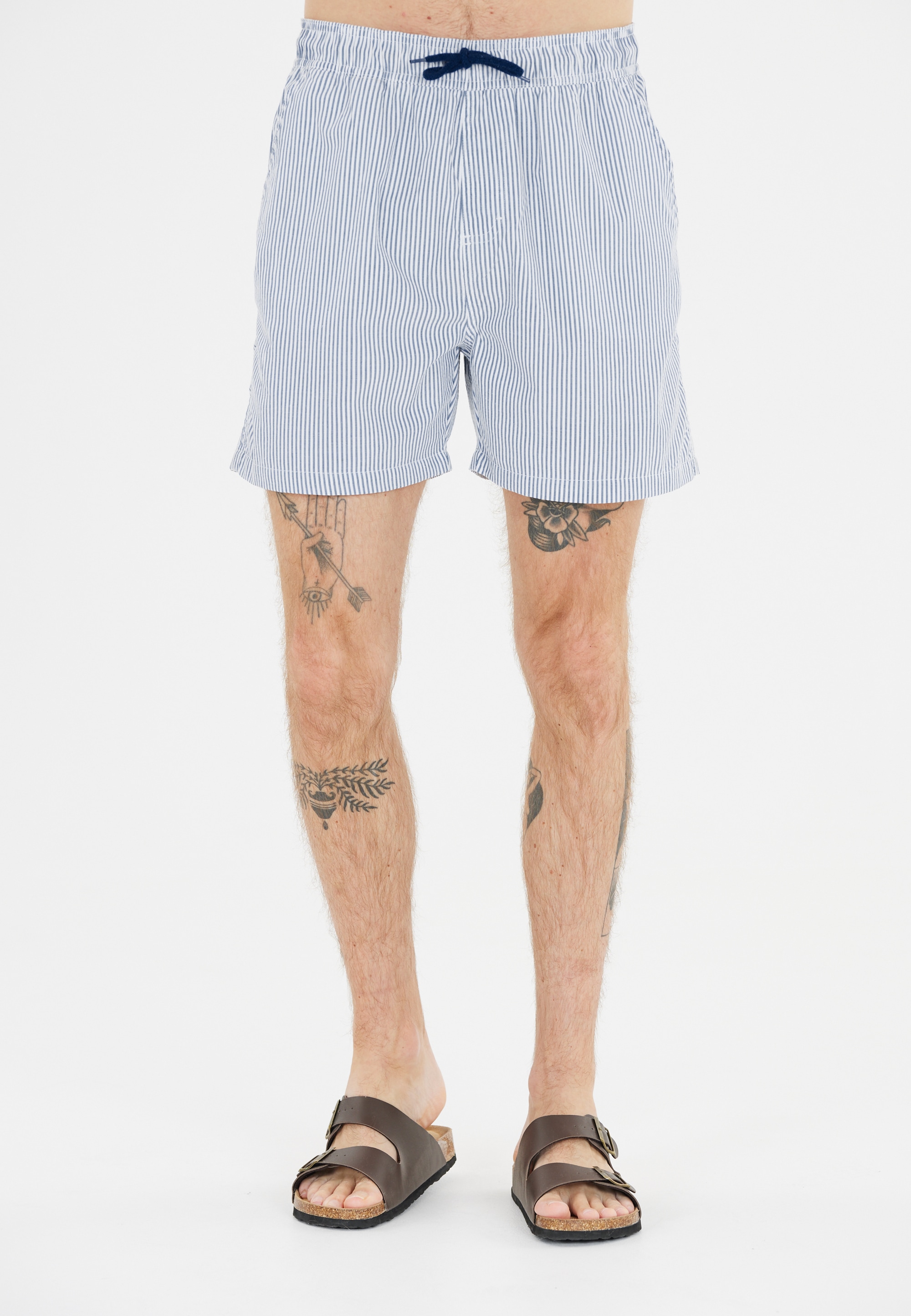 Badeshorts CRUZ "Dereker", Herren, Gr. M, US-Größen, blau (blau, weiß), 65% Polyester, 35% Baumwolle, gestreift, Badehosen Badeshorts, im lässigen und bequemen Design