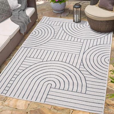 Outdoorteppich CARPET CITY "DUO RUG 5842", grau, B:120cm H:5mm L:170cm, Obermaterial: 100% Polypropylen, Teppiche, Wendeteppich Wetterfest In- & Outdoor, Balkon, Terrasse, Wohnzimmer Image