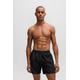 Badeshorts BOSS "Dolphin", Herren, Gr. L, N-Gr, schwarz (schwarz 001), Microfaser, Polyester, unifarben mit Farbeinsatz, sportlich, Badehosen, mit seitlichem Kontraststreifen