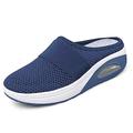 SHOBDW Slip on Trainers Women Casual Extra Wide Width Orthotic Trainers Lightweight Non Slip Low Wedge Sneakers Mesh Breathable Mules Outdoor Solid Color Slipper Walking Shoes