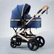 YCKEGEW 2 In 1 Convertible Baby Pram Stroller Bassinet Stroller,Shock-Resistant Luxury Pram Stroller for Newborn and Toddler,High Landscape Seat Baby Buggy (Color : Blue)