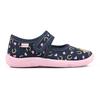Hausschuh RICHTER, Kinder, Gr. 29, bunt (dunkelblau, rosa, pferdemotiv), Baumwolle, kontrastfarbene Details, klassisch, Schuhe, Klettschuh, Kindergarten Schuh mit süßem Print