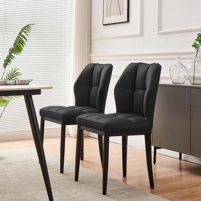 Checkered Faux Leather Upholstered Dining Chairs, Set of 2/4 - 33.7