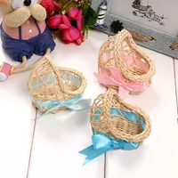 10/30Pcs Mini Woven Blume Korb Rattan Candy Box Wiege Band Geschenk Box Baby Dusche Dusche Geschenk
