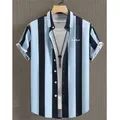 Hawaii Strand hemden Sommer Männer Hemd 3D-Druck Vintage Streifen Hemd Männer Mode Streetwear
