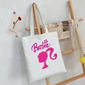 Barbies Cartoon Girls Print Tote Bags for Women Canvas 2024 nuove borse Shopping di grande capacità