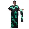 Manica corta 100% cotone moda donna cravatta africana die summer batik dress green SAMIRAA con