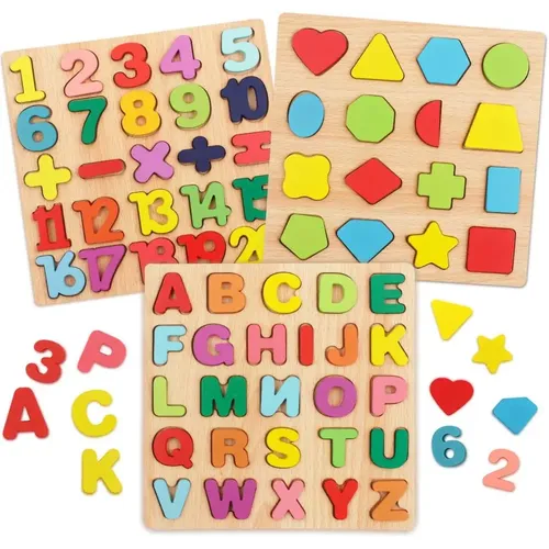 Kinder Holz 3d Alphabet Nummer Puzzle Spielzeug Baby bunte Buchstaben digitale Form Brett Lernspiel