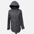Columbia Jackets & Coats | Columbia Women’s Rain Coat Large Hooded Full Zip Striped Pockets Outdoor | Color: Blue/White | Size: L