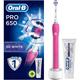 Oral-B Pro 650 3D White Electric Rechargeable Toothbrush Powered by Braun, 1 Pink Handle, 1 Oral-B 3D White Luxe Perfection Toothpaste, 2 Pin UK Plug