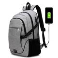 Men's School Bag Bookbag Functional Backpack Outdoor Solid Color Oxford Cloth PU Leather Large Capacity Zipper Black Gray