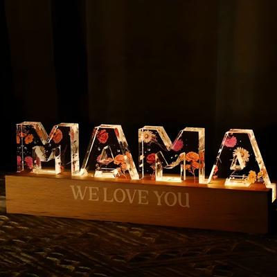 Flower Printed LED Night Light, Birth Month Flower, Mother's Day Gift for Mom, Grandma, Wife