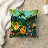 Velvet Pillow Cover Hippie Folk Style Spring and Summer Green Vibes 1pc 16/18/20 Inch